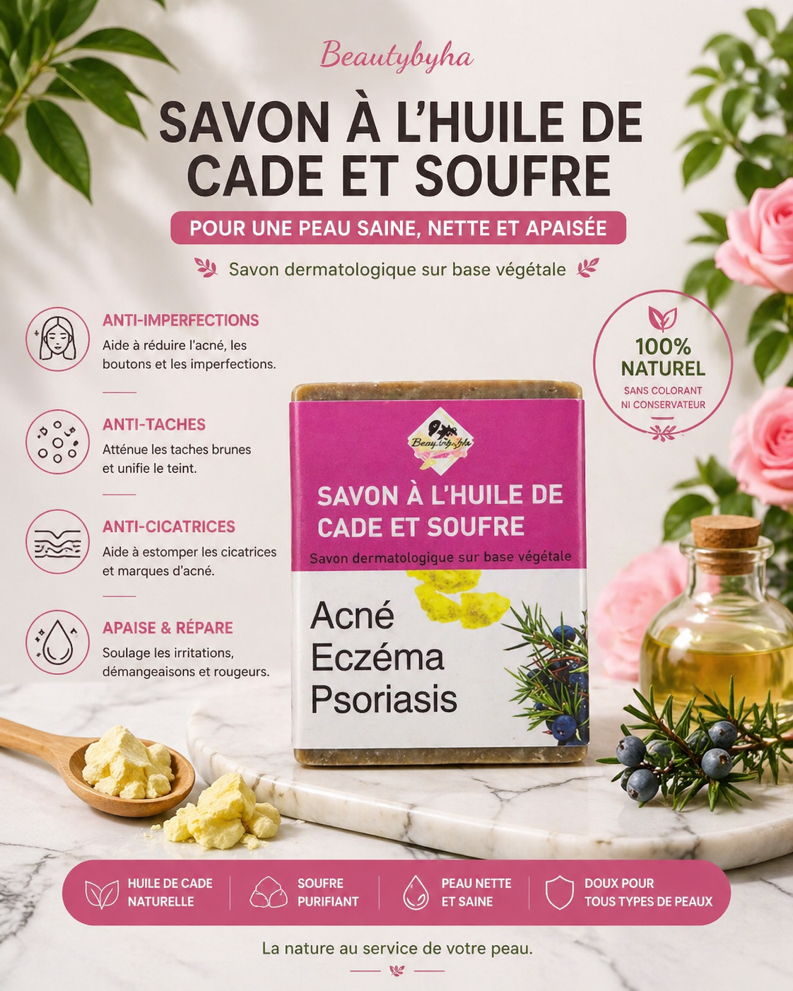 Savon au soufre et l'huile de cade